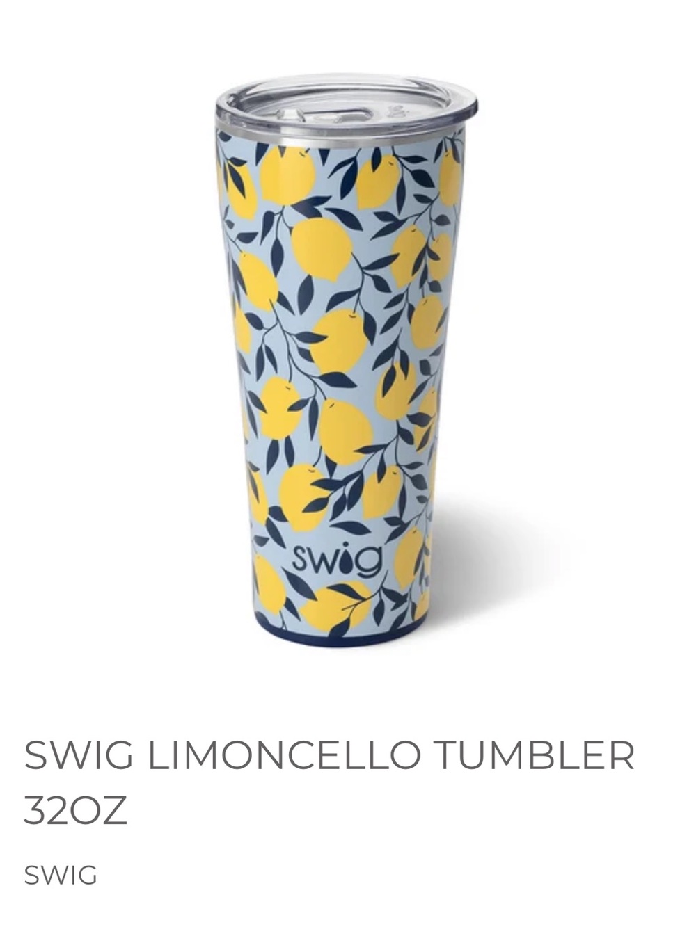 Swig Life Limoncello Print 32oz Tumbler NWT